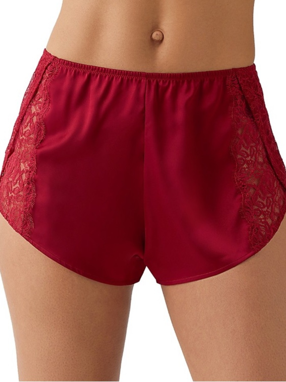 Silky Lace-Panel Sleep Shorts in Deep Red by wacoal size Medium